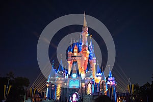 Happily Ever After is Spectacular fireworks show at Cinderella`s Castle on dark night background in Magic Kingdom  7