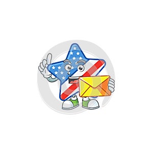 Happily USA star mascot design style with envelope