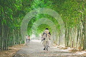 Happiness couple ride a bicycle