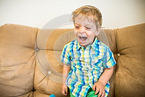 Happiness. Happy boy. Laughing child portrait