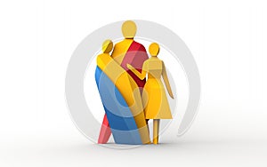 Happiness Icon: Isolated 3D Family Emblem Illustration