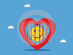 Happiness in my heart. Lack of freedom in life. vector illustration