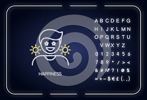 Happiness neon light icon