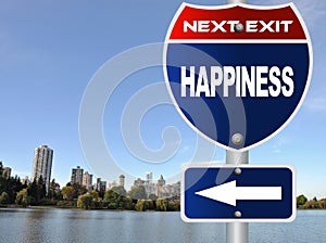 Happiness road sign