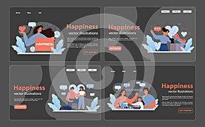 Happiness set. Flat vector illustration