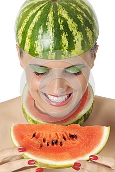 Happiness with water melon