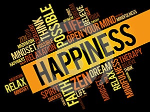 Happiness word cloud collage