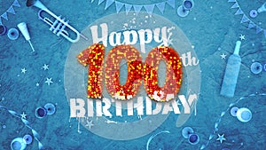 Happy 100th Birthday Card with beautiful details