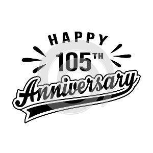 Happy 105th Anniversary. 105 years anniversary design template.