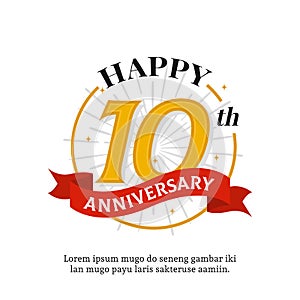Happy 10th anniversary logo badge. birthday event background vector design