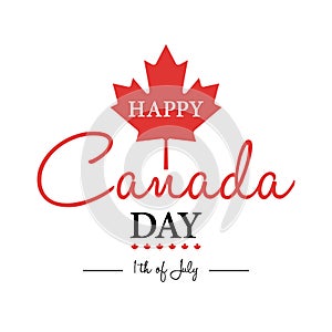 Happy 1th of July Canada Day card or background with Maple leaf.