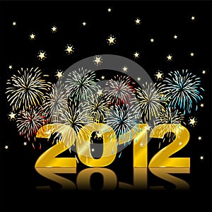 Happy 2012 over black