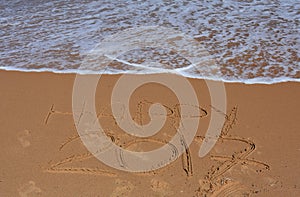 Happy 2017 lettering on the beach.