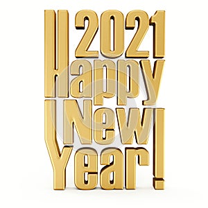 Happy 2021 New year gold text