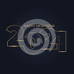 Happy 2021 new year golden number with bright sparkles. Festive premium design template for greeting card, calendar, banner.