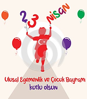 Happy 23 april National Sovereignty and childrens day vector Turkish: 23 nisan ulusal egemenlik ve cocuk bayrami kutlu olsun