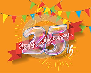 Happy 25th anniversary glass bulb numbers set