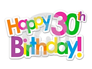 HAPPY 30th BIRTHDAY! colorful stickers