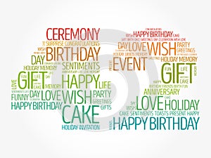 Happy 42nd birthday word cloud, holiday concept background