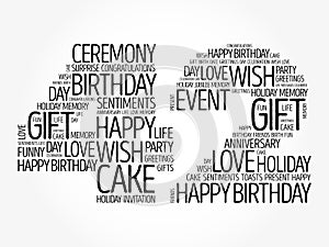 Happy 42nd birthday word cloud, holiday concept background