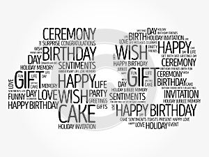 Happy 48th birthday word cloud, holiday concept background