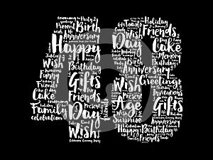 Happy 48th birthday word cloud, holiday concept background