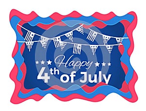 Happy 4th of July Abstract illustration with paper cut shapes