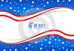 Happy 4th of july american flag in wave style background