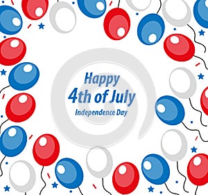 Happy 4th july greeting card, poster, frame. American Independence Day template for your design. Vector illustration.