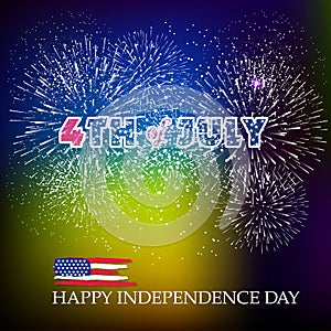Happy 4th July independence day with fireworks bacground