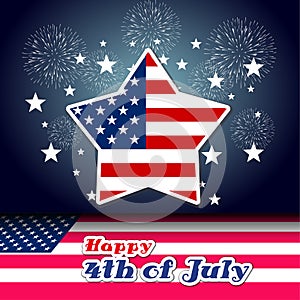 Happy 4th July independence day with fireworks background