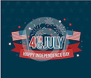 Happy 4th of july independence day greeting card with american flag