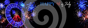 Happy 4th of July Independence Day Holiday - Summer festival party event background banner panorama - Ferris wheel in motion and