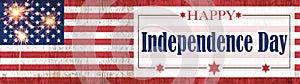 Happy 4th of July - Independence Day USA background banner panorama template greeting card -  American flag,  sparkling sparklers