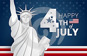 Happy 4th of July Independence Day USA blue background vector i