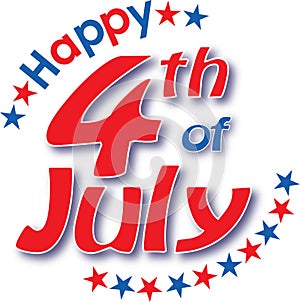 Happy 4th of July Logo with Stars