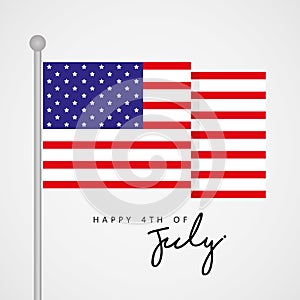 Happy 4th of July, United State Independence Day Greeting with Flag Vector