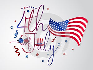 Happy 4th of july USA, America typography text font calligraphy symbol logo vector design