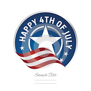 Happy 4th of july USA flag ribbon label logo icon