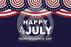Happy 4th of July, USA Independence day background with fans in colors of American flag with stars and stripes. Vector.
