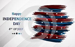 Happy 4th of July, USA Independence Day. Fourth of July greeting card template with american national flag. Vector