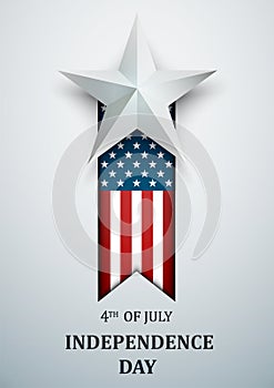 Happy 4th of July, USA Independence Day. Fourth of July greeting card template with american national flag. Vector