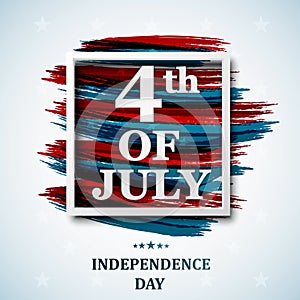 Happy 4th of July, USA Independence Day. Fourth of July greeting card template with american national flag. Vector