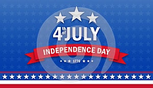 Happy 4th of July USA Independence Day greeting card with american national flag colors 3d illustration