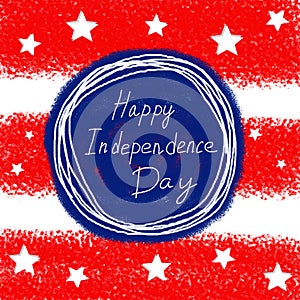 Happy 4th Of July USA Independence Day Text Space Background. Hand drawn illustration.