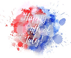 Happy 4th of July watercolor splashes background