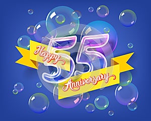 Happy 55th anniversary glass bulb numbers set