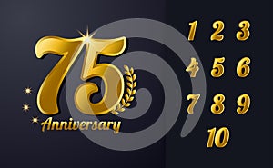 Happy 75th Anniversary Background Template. For Celebration, Invitation Card, And Greeting Card Or Wedding Anniversary. With Black