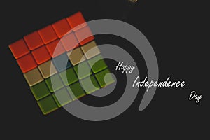 Happy 75th Independence day of India with a creative flag fromed from rubic`s cube artistic