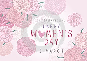 Happy 8 March International Womens day design of pink carnation